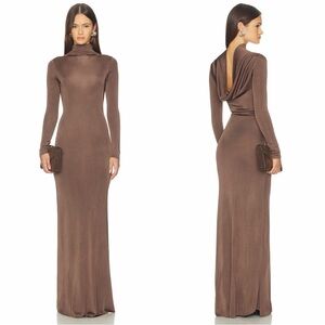 SRG Sylveeah Draped Cowl Gown in Dark Mushroom